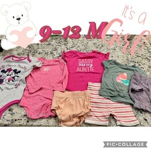 🎀 7 pieces Baby Girl Clothing Bundle 9-12 Months Like New inc Minnie Mouse 💗🎀